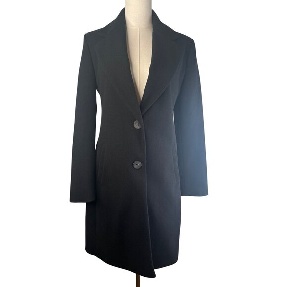 ZARA Womens Small Black Coat Long Length 2 Button NWOT - Picture 1 of 14